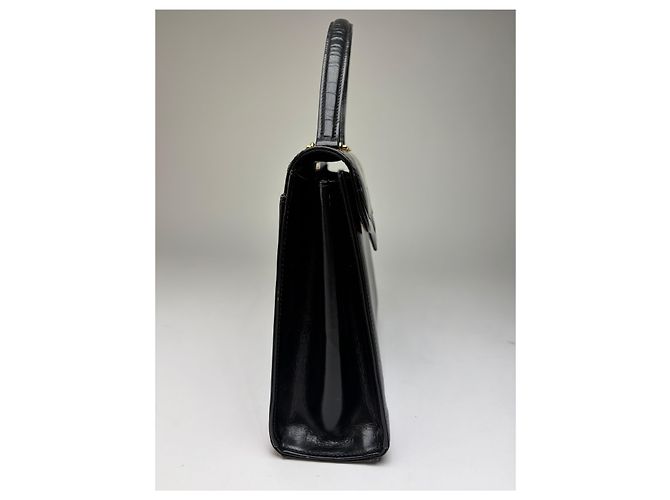 Vintage Givenchy 4G Logo Strukturierte Handtasche mit Henkel Späte 1970s Black Schwarz - Ansicht 3