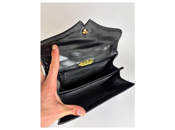 Vintage Givenchy 4G Logo Strukturierte Handtasche mit Henkel Späte 1970s Black Schwarz - Ansicht 4