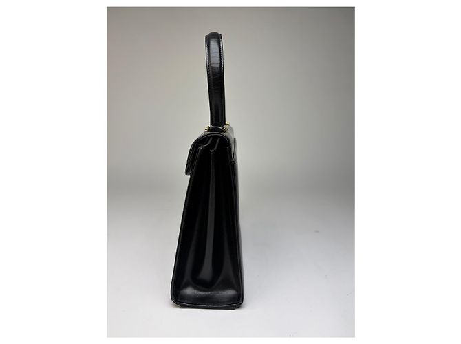Vintage Givenchy 4G Logo Strukturierte Handtasche mit Henkel Späte 1970s Black Schwarz - Ansicht 5