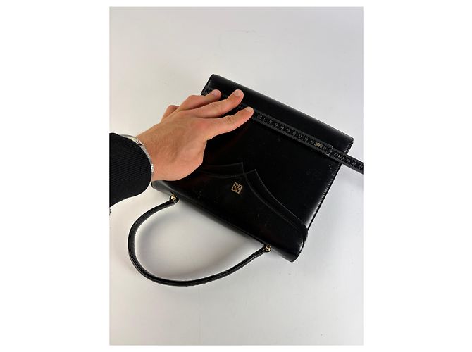 Vintage Givenchy 4G Logo Strukturierte Handtasche mit Henkel Späte 1970s Black Schwarz - Ansicht 6