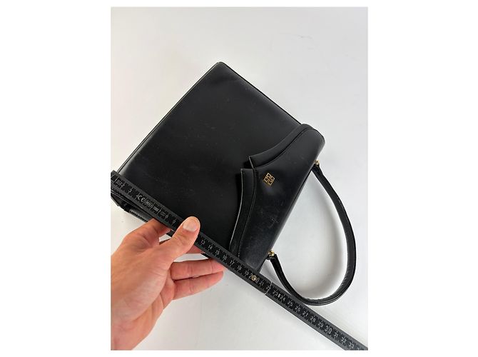 Vintage Givenchy 4G Logo Strukturierte Handtasche mit Henkel Späte 1970s Black Schwarz - Ansicht 7
