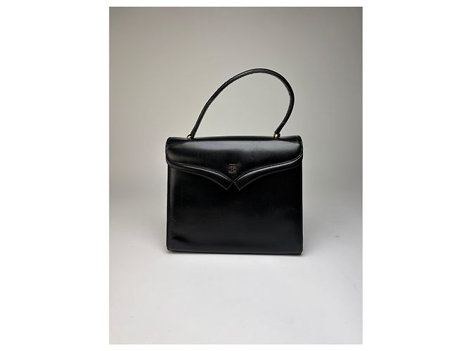 Vintage Givenchy 4G Logo Strukturierte Handtasche mit Henkel Späte 1970s Black Schwarz - Ansicht 9