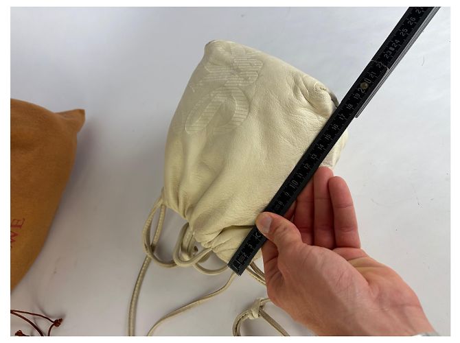 Vintage Loewe Textilleder-Beuteltasche Ende der 1990er Off-White Weiß - Ansicht 12