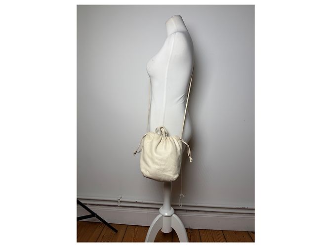 Vintage Loewe Textilleder-Beuteltasche Ende der 1990er Off-White Weiß - Ansicht 4
