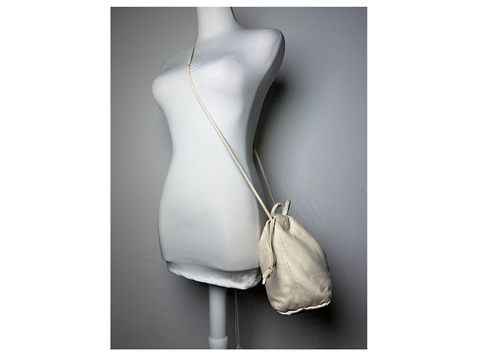Vintage Loewe Textilleder-Beuteltasche Ende der 1990er Off-White Weiß - Ansicht 6