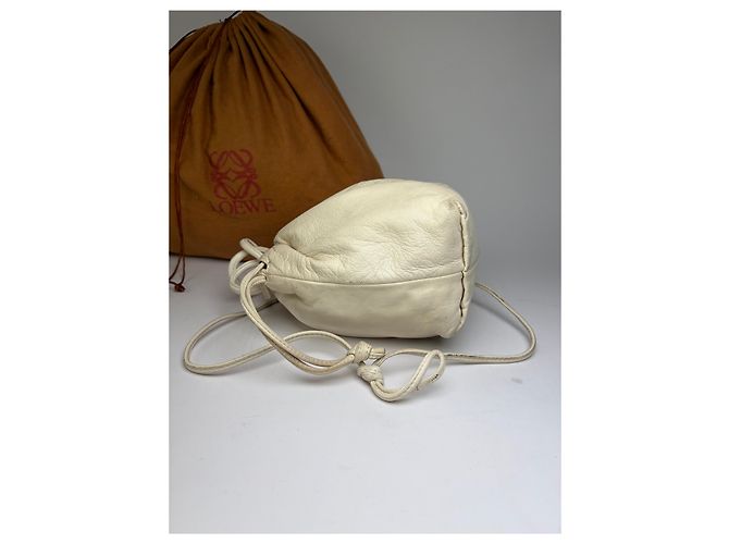 Vintage Loewe Textilleder-Beuteltasche Ende der 1990er Off-White Weiß - Ansicht 7
