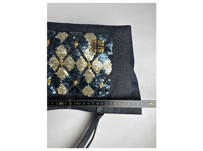 Tote Vintage Givenchy in cotone con paillettes Fine anni 1990 Blu navy scuro - vista 10