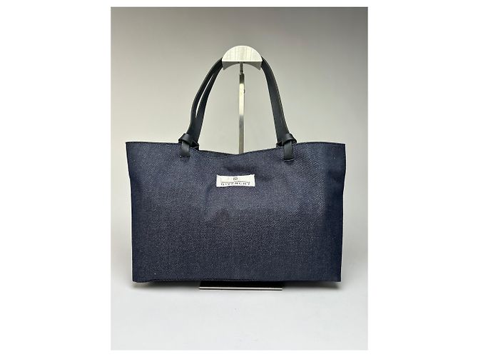 Tote Vintage Givenchy in cotone con paillettes Fine anni 1990 Blu navy scuro - vista 2