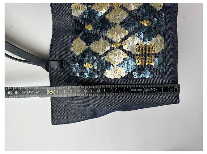 Tote Vintage Givenchy in cotone con paillettes Fine anni 1990 Blu navy scuro - vista 9