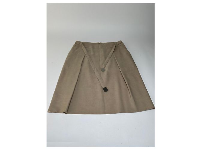 Céline Gonna midi Vintage Celine in misto lino Beige c. 2010s M - vista 5
