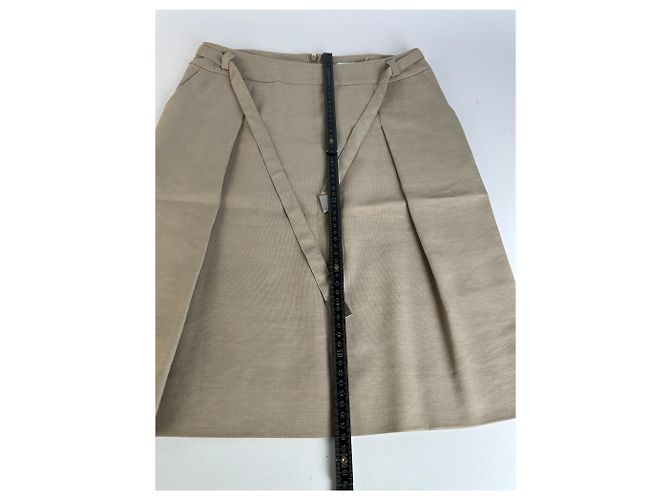 Céline Gonna midi Vintage Celine in misto lino Beige c. 2010s M - vista 6