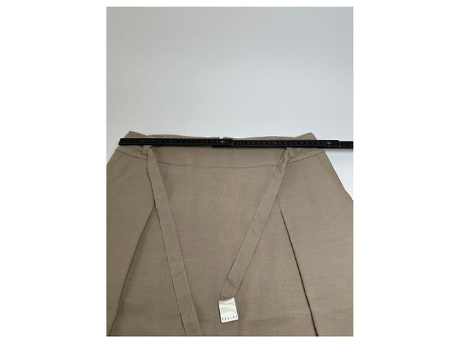 Céline Gonna midi Vintage Celine in misto lino Beige c. 2010s M - vista 7