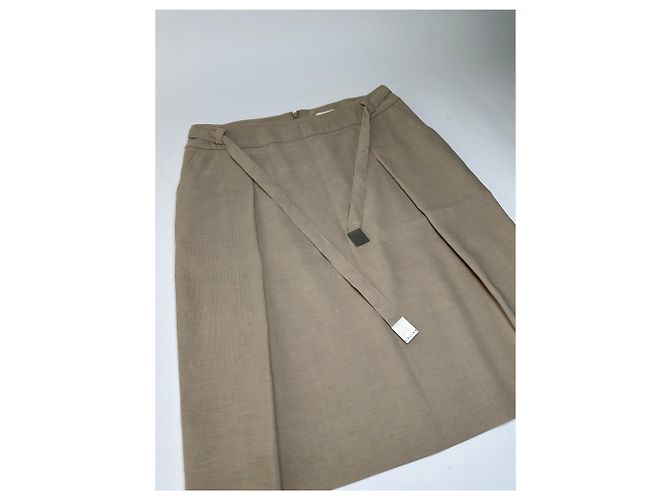 Céline Gonna midi Vintage Celine in misto lino Beige c. 2010s M - vista 8