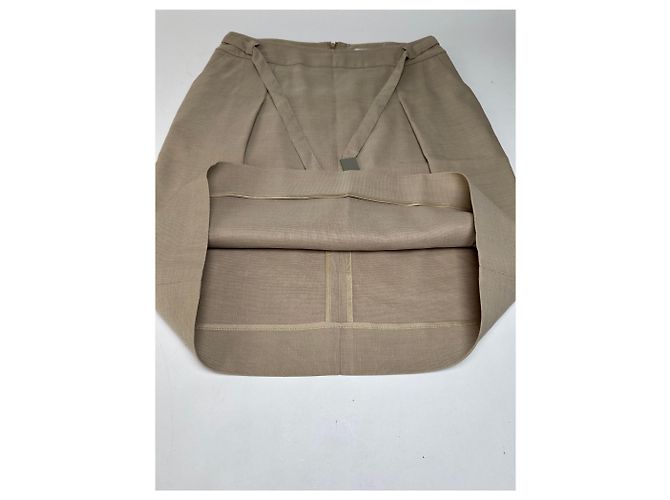 Céline Gonna midi Vintage Celine in misto lino Beige c. 2010s M - vista 9