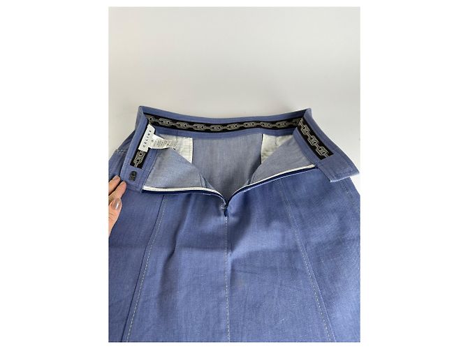 Céline Gonna a trapezio strutturata Celine Vintage Azzurro S Blu - vista 12