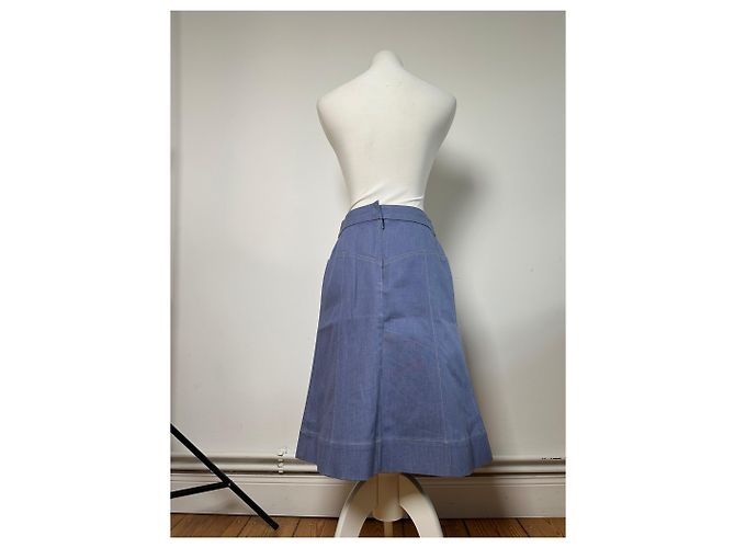 Céline Gonna a trapezio strutturata Celine Vintage Azzurro S Blu - vista 3