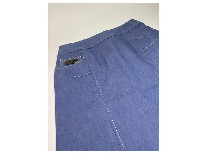 Céline Gonna a trapezio strutturata Celine Vintage Azzurro S Blu - vista 6