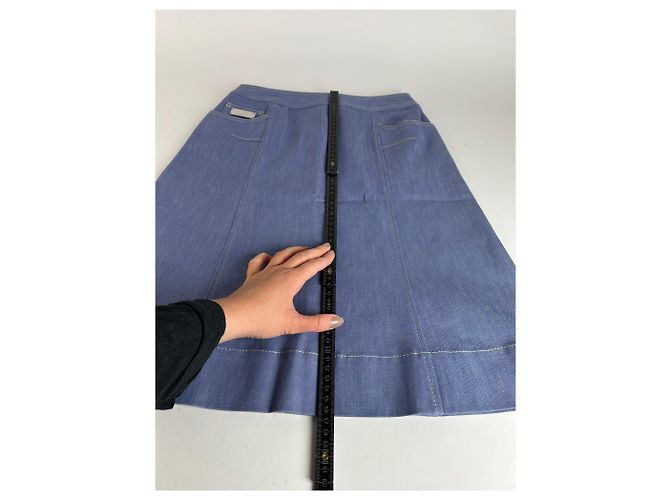 Céline Gonna a trapezio strutturata Celine Vintage Azzurro S Blu - vista 9