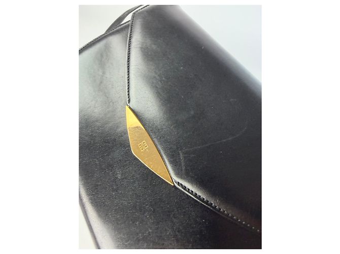 Vintage Givenchy 4G Logo Schultertasche mit Klappe Späte 1970er Black Gold Schwarz - Ansicht 11