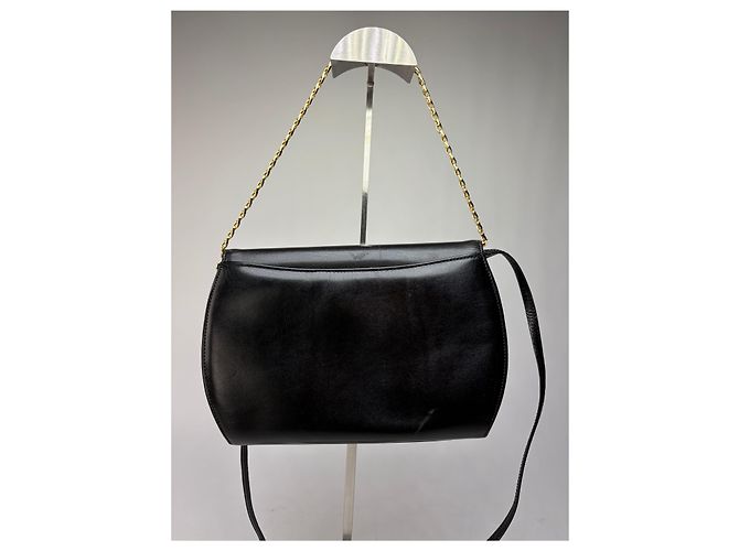 Vintage Givenchy 4G Logo Schultertasche mit Klappe Späte 1970er Black Gold Schwarz - Ansicht 13