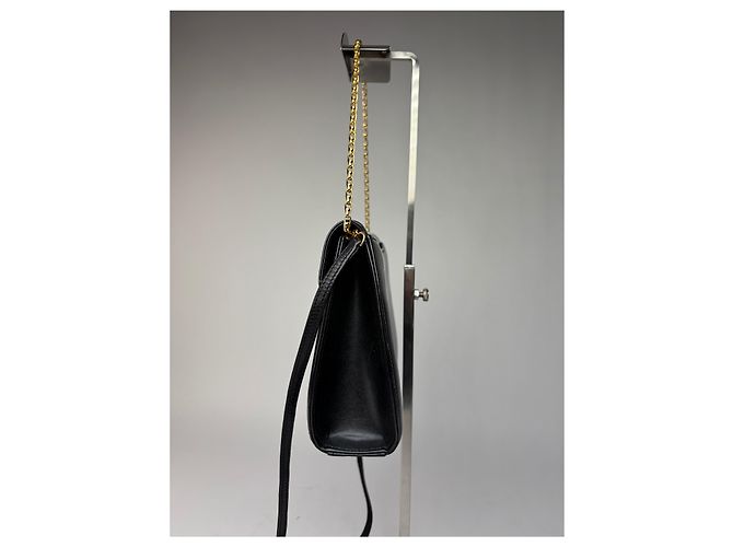 Vintage Givenchy 4G Logo Schultertasche mit Klappe Späte 1970er Black Gold Schwarz - Ansicht 8