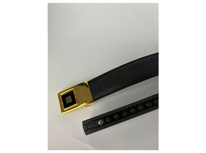 Cintura in pelle Vintage Givenchy Logo 4G c. fine anni '80 Nero Oro - vista 11