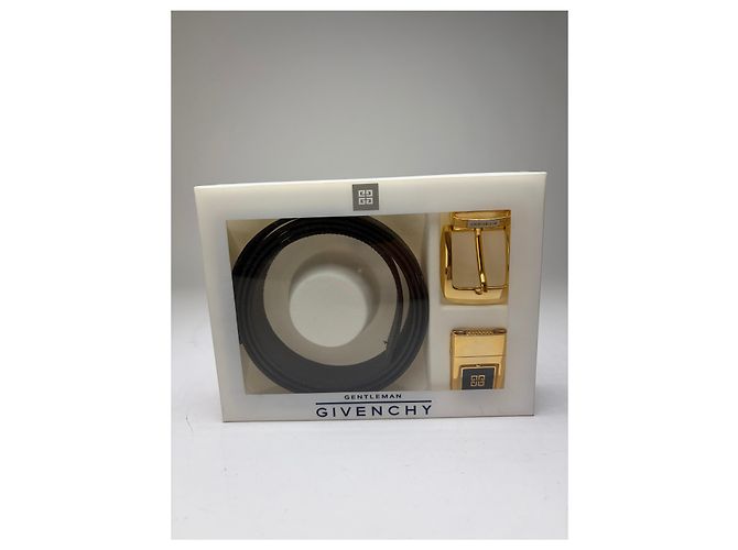 Cintura in pelle Vintage Givenchy Logo 4G c. fine anni '80 Nero Oro - vista 2