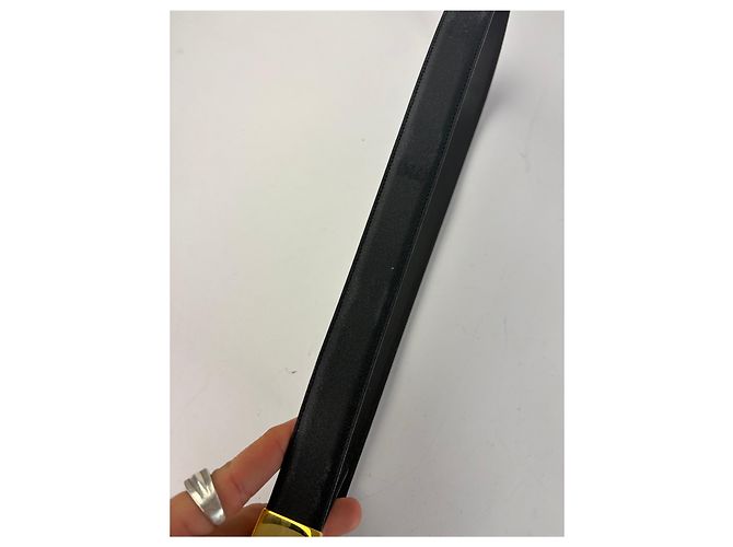 Cintura in pelle Vintage Givenchy Logo 4G c. fine anni '80 Nero Oro - vista 6