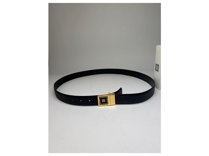 Cintura in pelle Vintage Givenchy Logo 4G c. fine anni '80 Nero Oro - vista 7