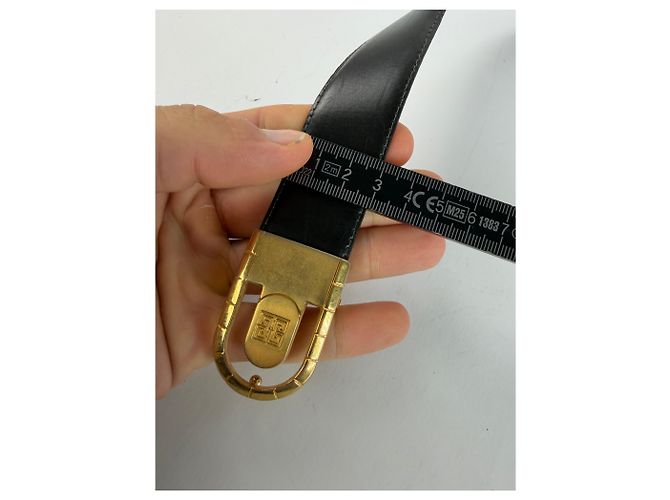 Cintura in pelle Vintage Givenchy Logo 4G c. fine anni '70 Nero Oro - vista 10