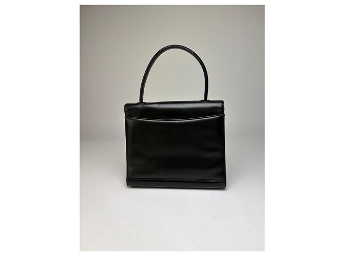 Vintage Givenchy Structured Leather Top-Handle Bag Late 1990s Black - view 12