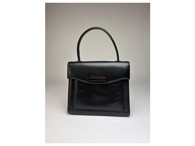 Vintage Givenchy Structured Leather Top-Handle Bag Late 1990s Black - view 13