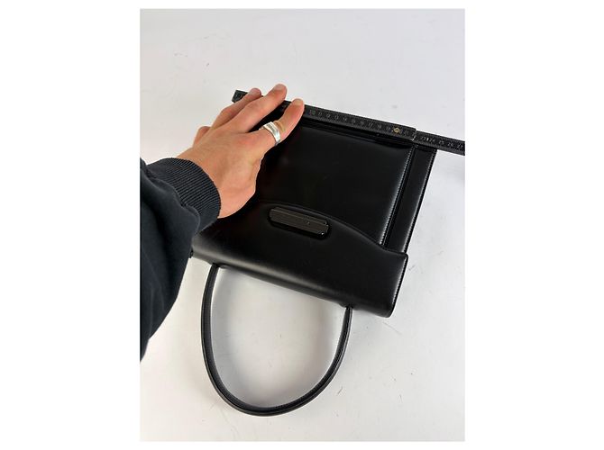 Vintage Givenchy Structured Leather Top-Handle Bag Late 1990s Black - view 6