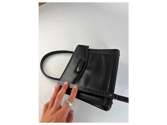 Vintage Givenchy Structured Leather Top-Handle Bag Late 1990s Black - view 9