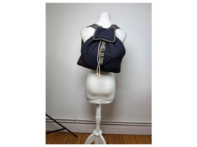 Vintage Prada Linea Rossa Beuteltasche Ende 1990er Navy Marineblau - Ansicht 12