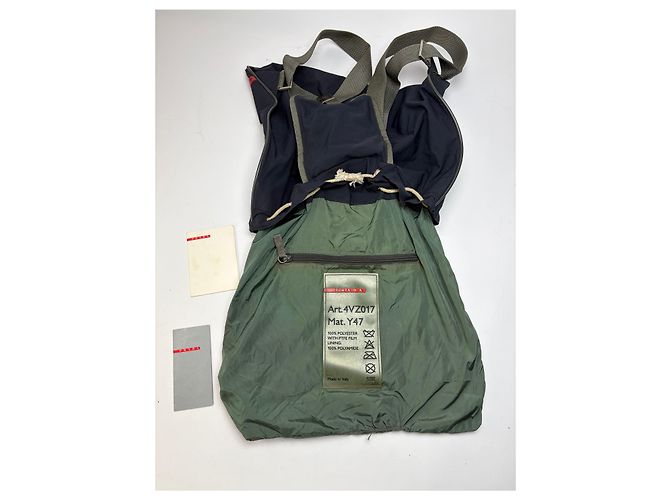Vintage Prada Linea Rossa Beuteltasche Ende 1990er Navy Marineblau - Ansicht 2