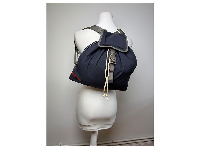 Vintage Prada Linea Rossa Beuteltasche Ende 1990er Navy Marineblau - Ansicht 4