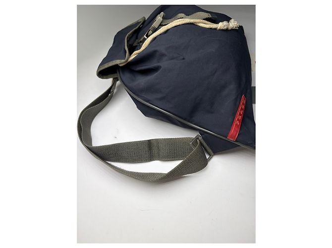 Vintage Prada Linea Rossa Beuteltasche Ende 1990er Navy Marineblau - Ansicht 5