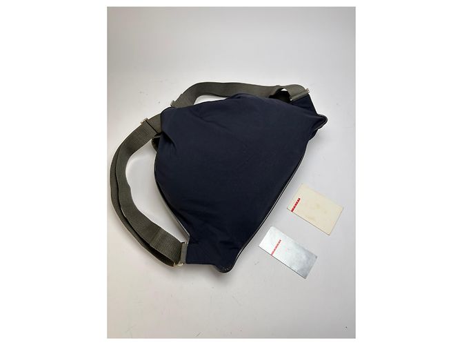 Vintage Prada Linea Rossa Beuteltasche Ende 1990er Navy Marineblau - Ansicht 8