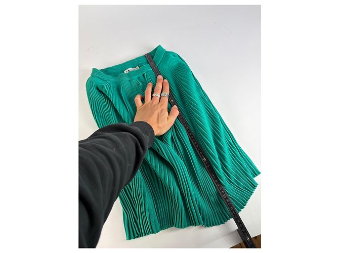 Gonna midi plissettata Vintage Dior Teal M Blu - vista 10