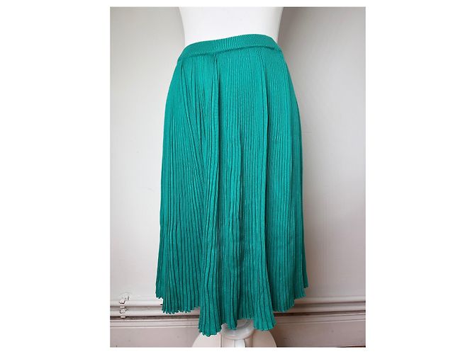 Gonna midi plissettata Vintage Dior Teal M Blu - vista 13