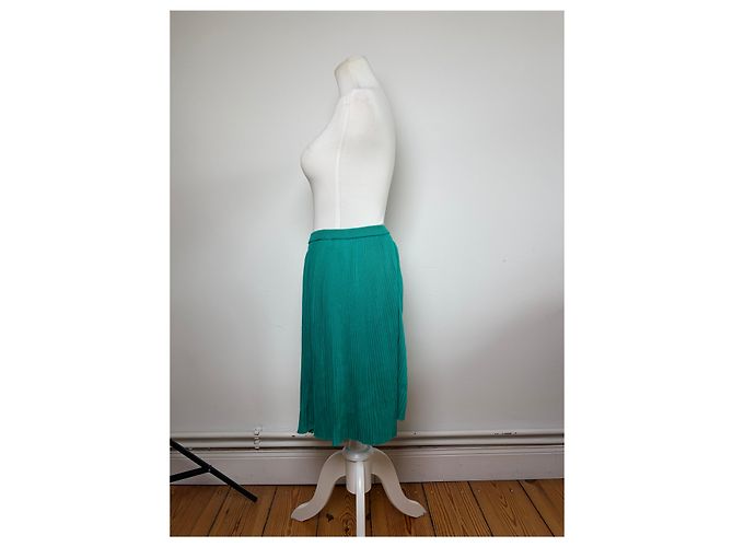 Gonna midi plissettata Vintage Dior Teal M Blu - vista 2