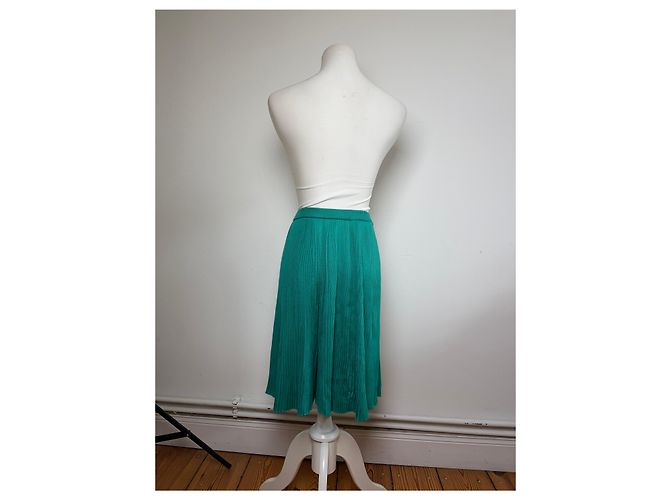 Gonna midi plissettata Vintage Dior Teal M Blu - vista 3