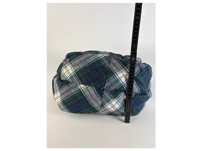 Comme Des Garcons Tote bag vintage Comme des Garçons in lino a quadri verde blu - vista 13