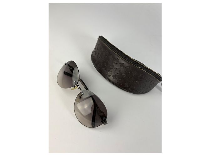 Triomphe Céline Occhiali da sole senza montatura Vintage Celine Macadam Fine anni '90 Nero Grigio - vista 2