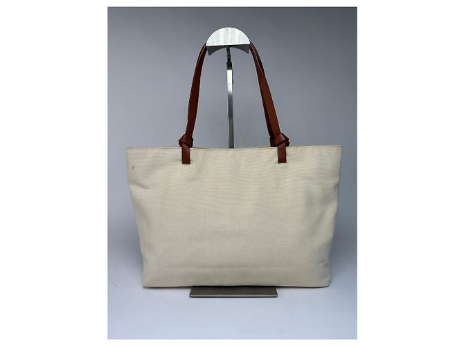 Vintage Givenchy Sequin Canvas Tote Ende 1990s Beige Navy - Ansicht 2