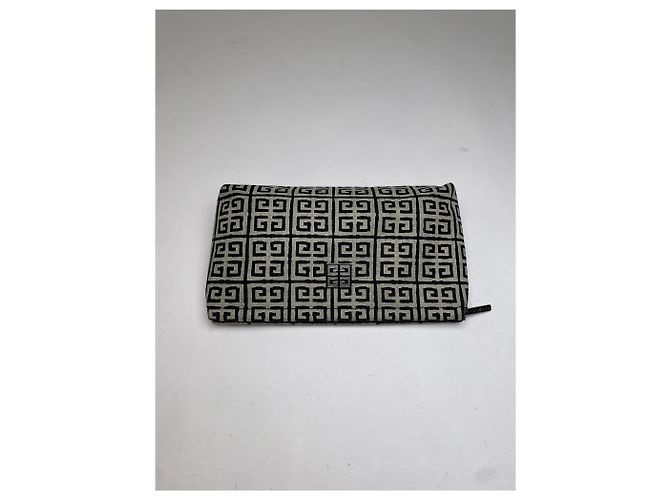 Vintage Givenchy 4G Jacquard Clutch Wallet Late 1990s Beige Black - view 9