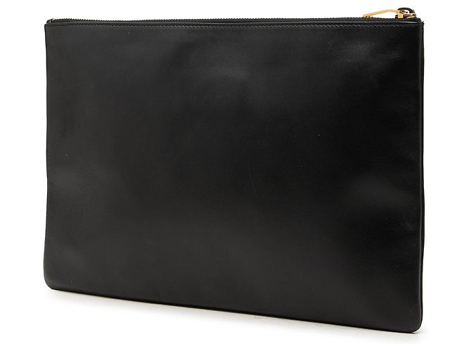 Autre Marque Clutch in pelle con zip Saint Laurent nera Nero - vista 2
