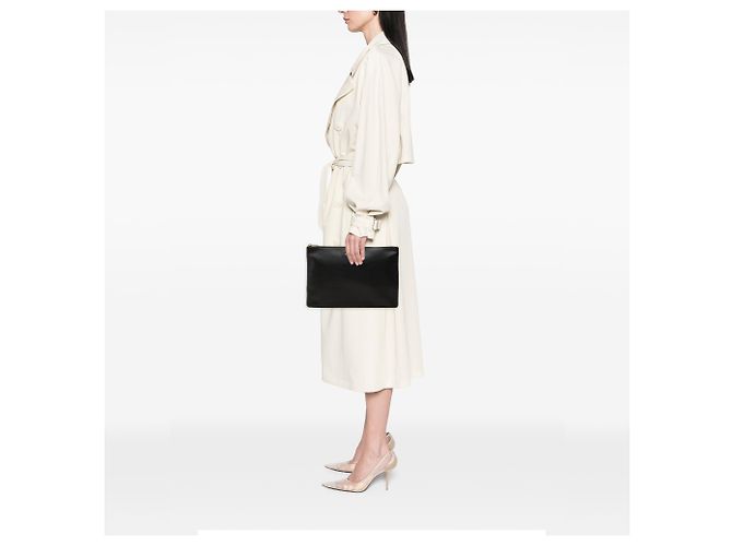 Autre Marque Clutch in pelle con zip Saint Laurent nera Nero - vista 6
