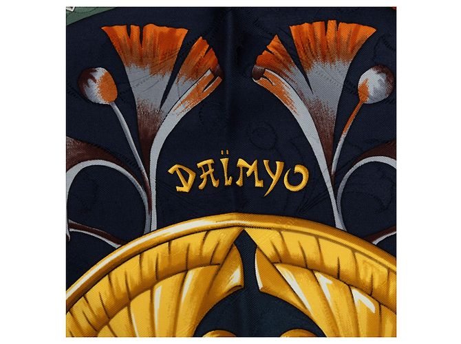 Foulard di seta Hermès Daimyo Princes Du Soleil Levant Blu 90 - vista 5